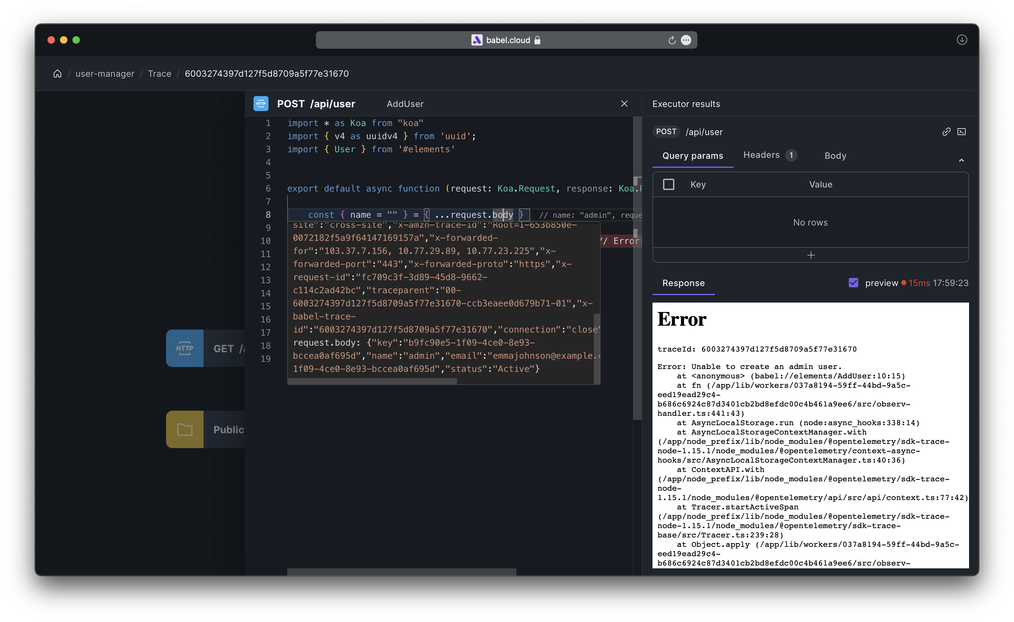 images of observation view - value of the element code line